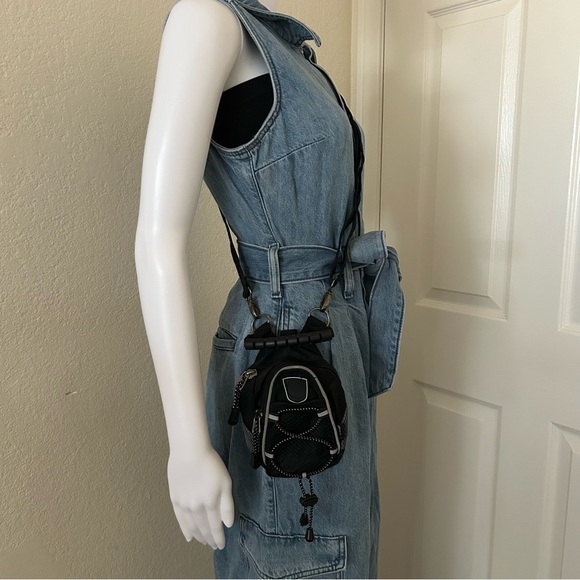 Super Mini Black top handle crossbody shoulder bag Backpack - Picture 2 of 12